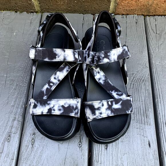Yoki Shoes - Yoki Platform Sandals Black White Tie Dye Size 39 US 8.5